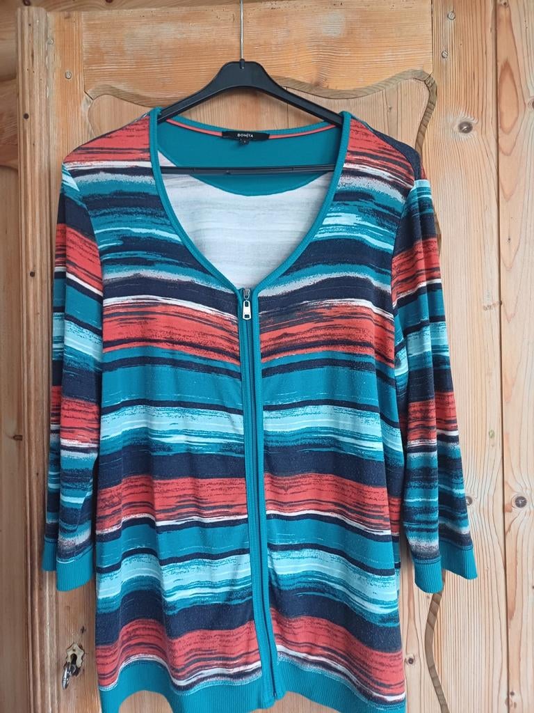 Bonita vest met rits, gestreept maat l, Ophalen of Verzenden, Zo goed als nieuw, Blauw