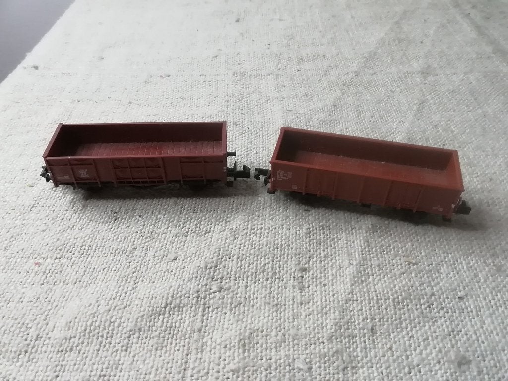 Fleischmann/Minitrix Spur N 2 Hochbordwaggons, Gebruikt, Gelijkstroom, Verzenden, Fleischmann