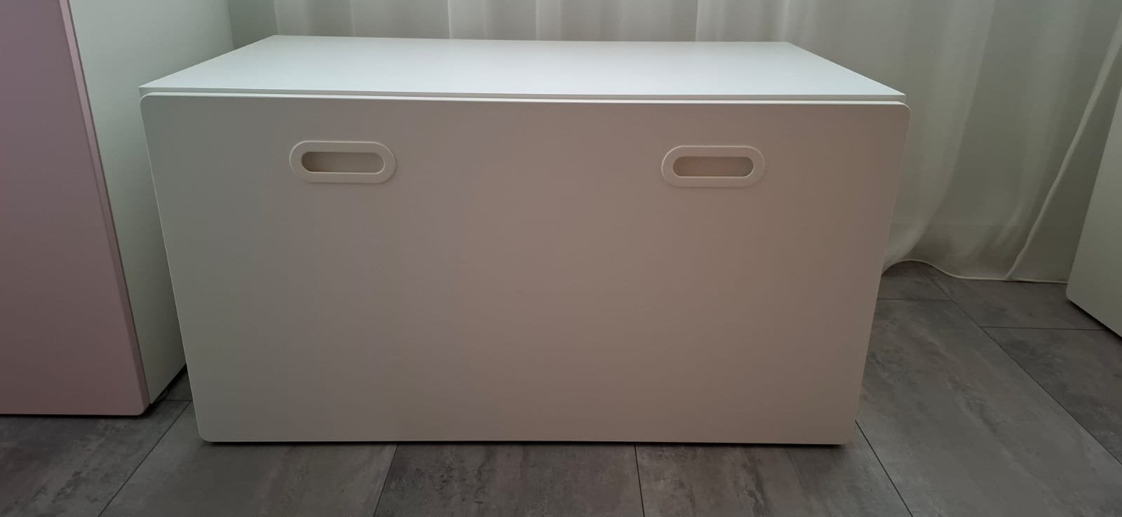 Witte opbergkist / speelgoedkist met handgrepen, Huis en Inrichting, Woonaccessoires | Kisten, Ophalen, 50 tot 100 cm, Zo goed als nieuw