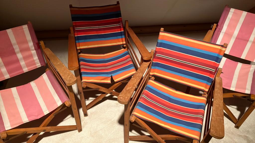 Vintage zomerse klapstoelen, 4 stuks, Ophalen of Verzenden
