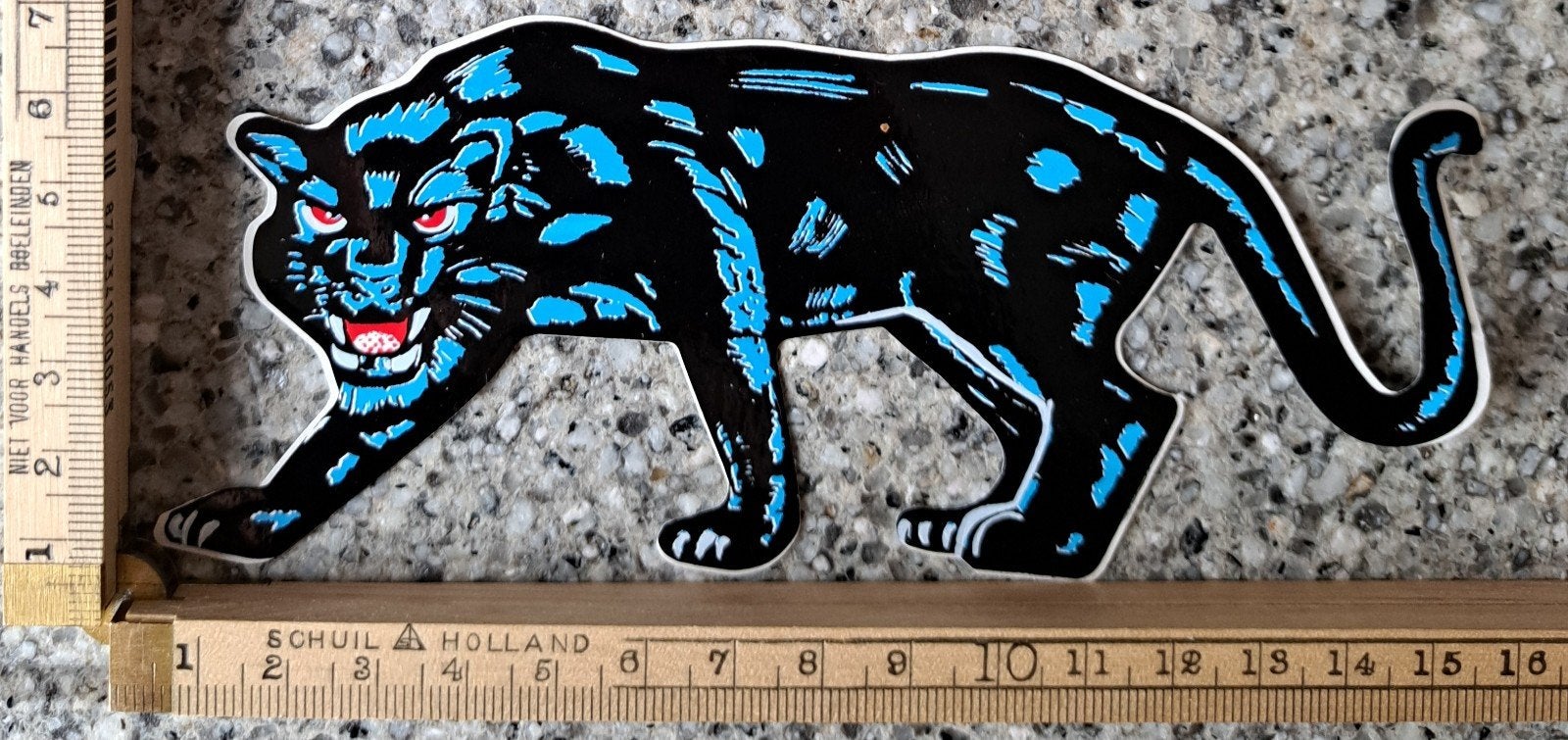 Vintage kermis sticker zwarte panter, Ophalen of Verzenden, Zo goed als nieuw, Dier en Natuur
