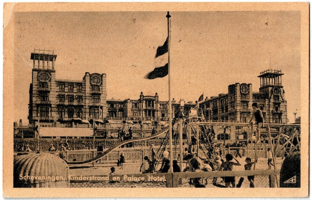 Scheveningen Kinderstrand en Palace Hotel, gelopen, Verzenden, Voor 1920, Gelopen, Zuid-Holland