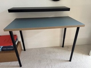 Bureau grijs 120 x 60 met verstelbare poten, Ophalen, Gebruikt, 120 cm, Scandinavisch