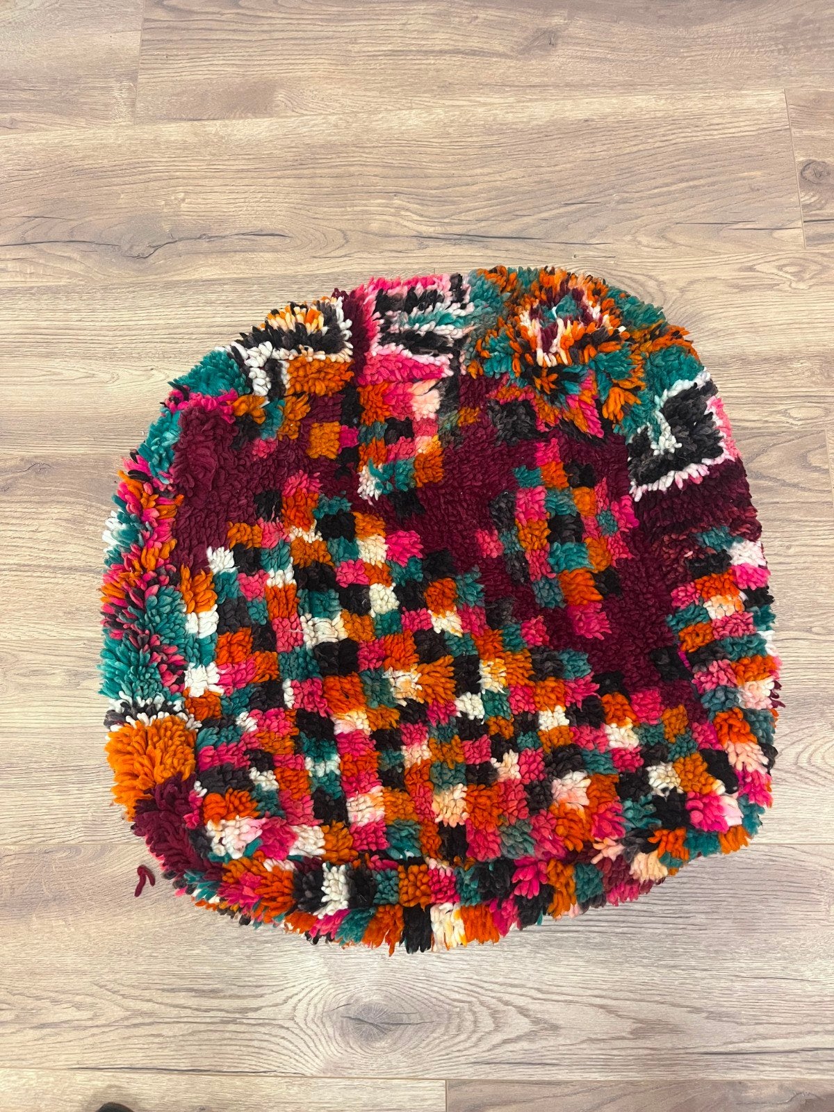 nieuwe Marokkaanse berber wollen kelim, vloerkussen poef, Nieuw, Ophalen of Verzenden, 50 tot 75 cm, Vierkant