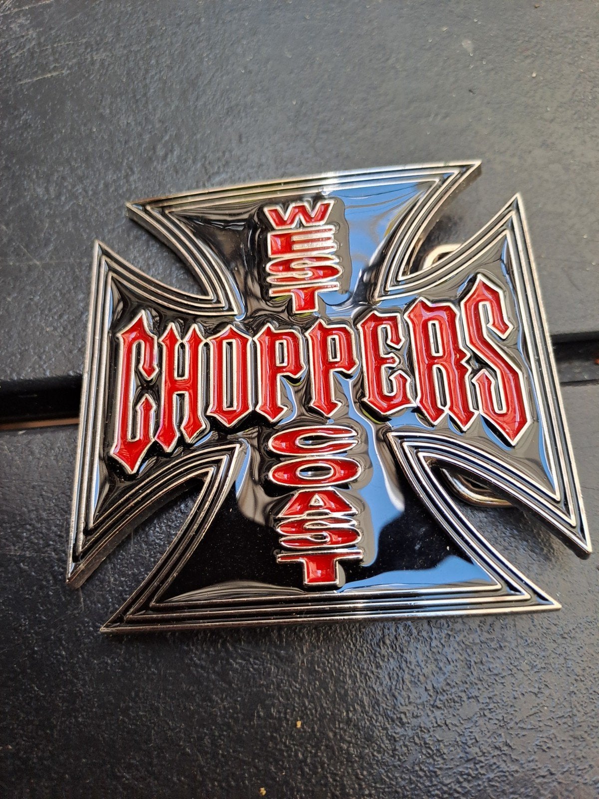 West Coast Choppers IJzeren Kruis Riemgesp, Motoren, Accessoires | Stickers, Ophalen of Verzenden, West Coast Choppers, Onbekend