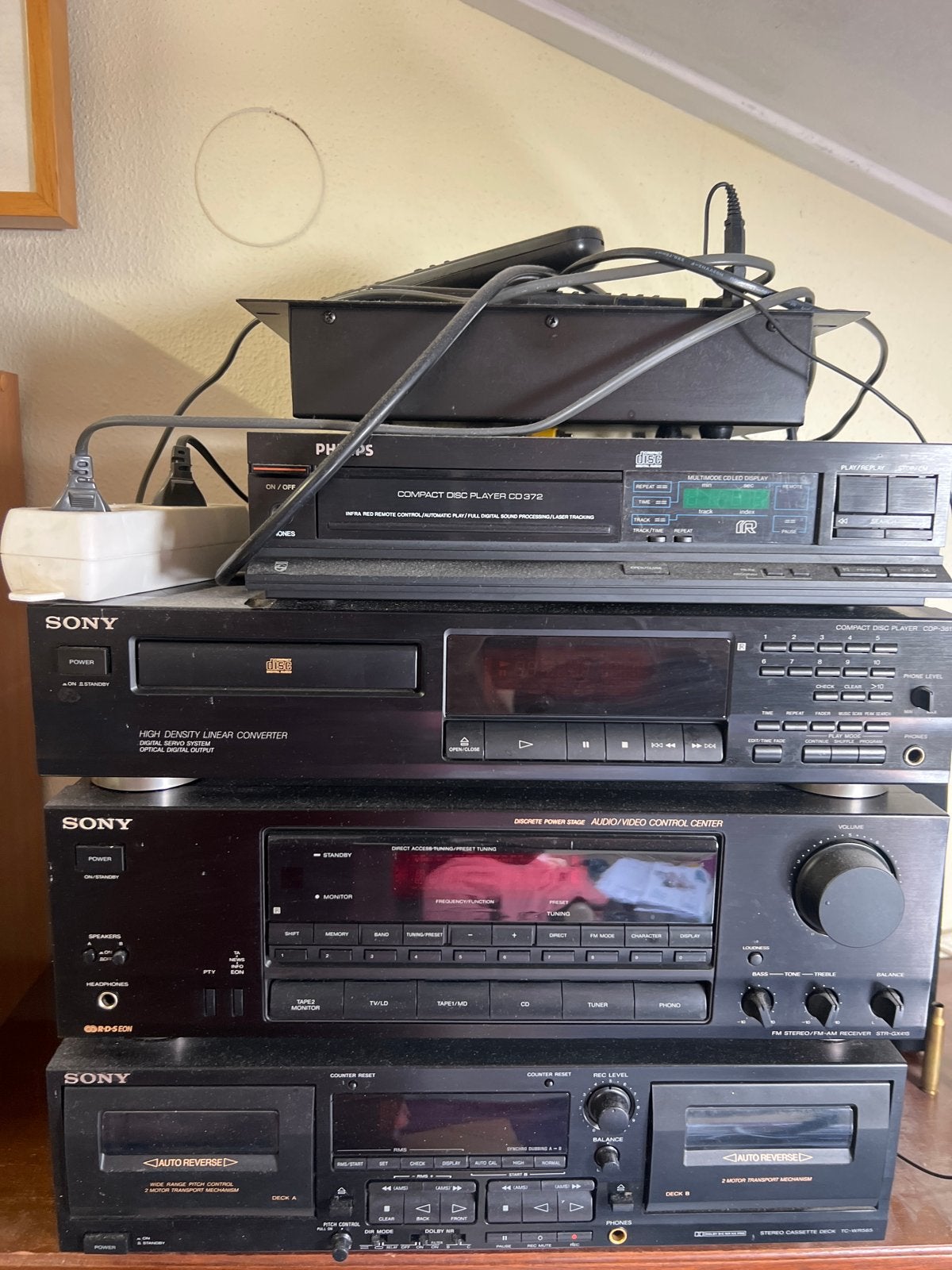 Vintage Sony & Philips Audio Set: CD-speler, Versterker, Cas, Audio, Tv en Foto, Cd-spelers, Ophalen, Gebruikt, Sony, Met radio