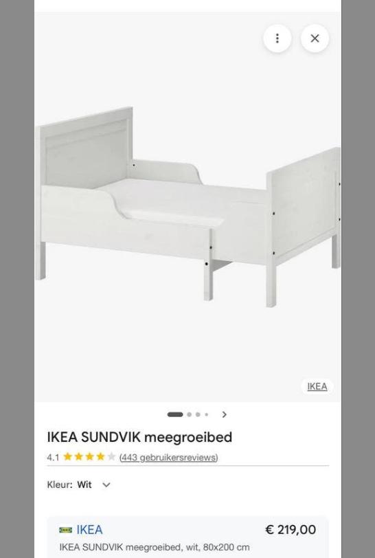 Ikea sundvik meegroeibed, Gebruikt, 70 tot 85 cm, 180 cm of meer, Ophalen