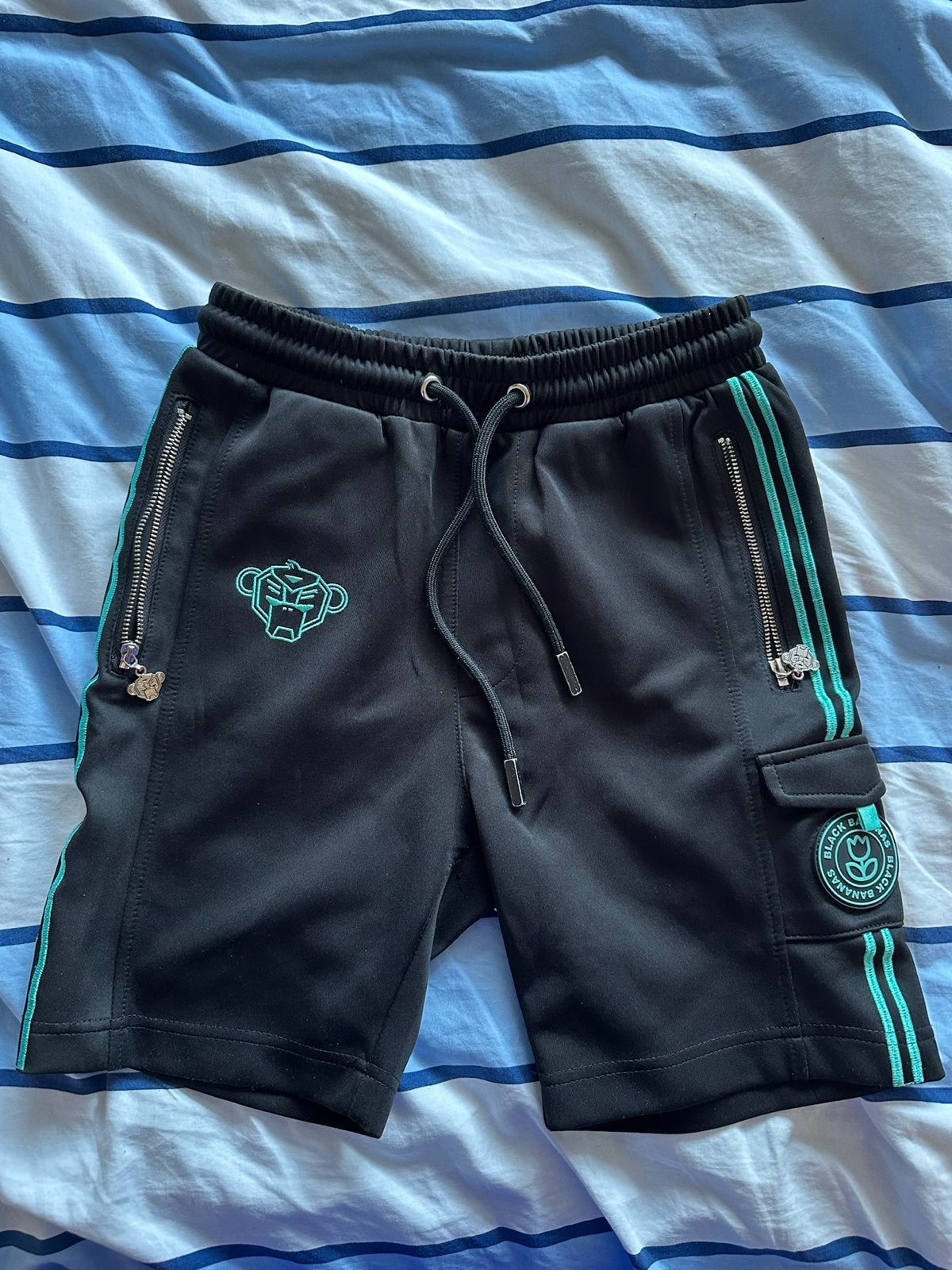 Black Bananas JR Zwarte korte broek met turquoise, Ophalen of Verzenden, Gebruikt, Jongen of Meisje, Broek