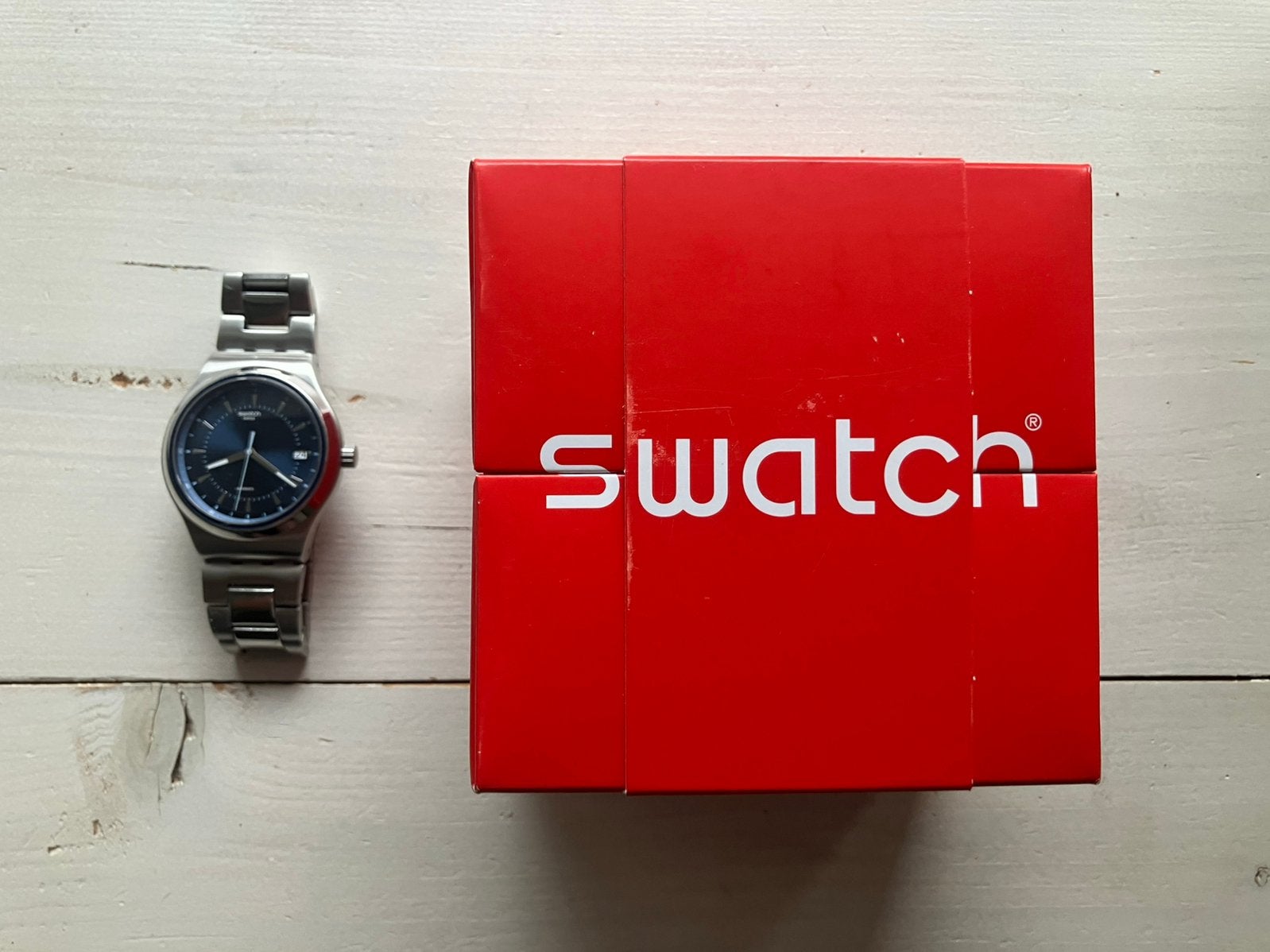 Swatch Shimmer at Dusk - automatic, Ophalen, Zo goed als nieuw, Staal, Swatch