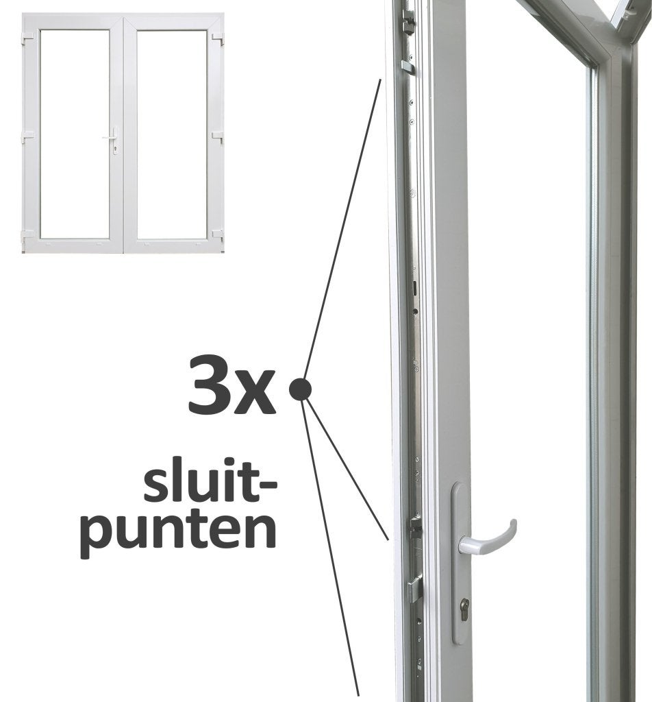 Kunststof Dubbele Deur Met Zijlicht 232,4 X 215 Cm Wit, Niet ingevuld, Kunststof, Niet ingevuld, Nieuw