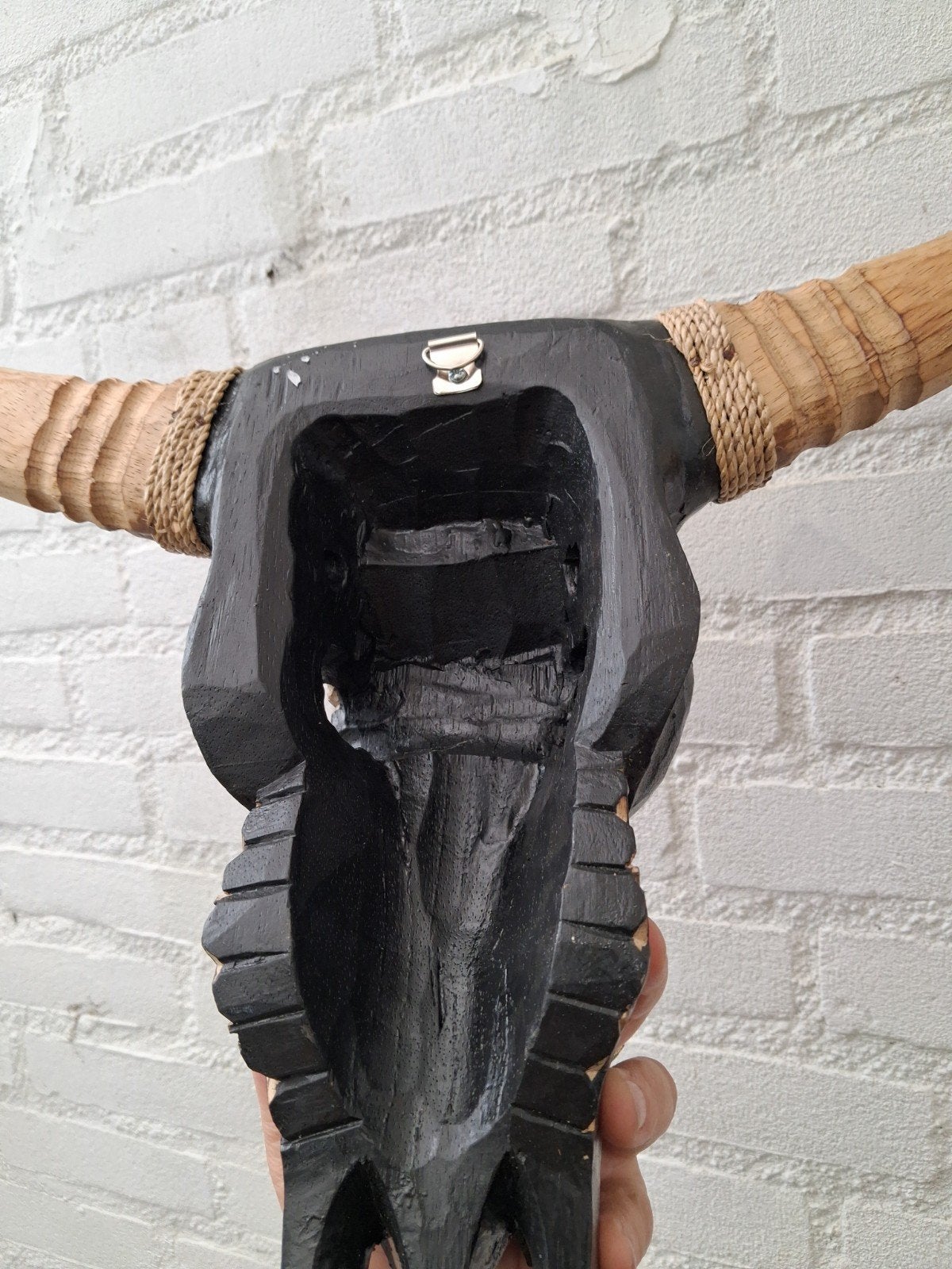 Skull carving black 48x46 cm, Verzenden