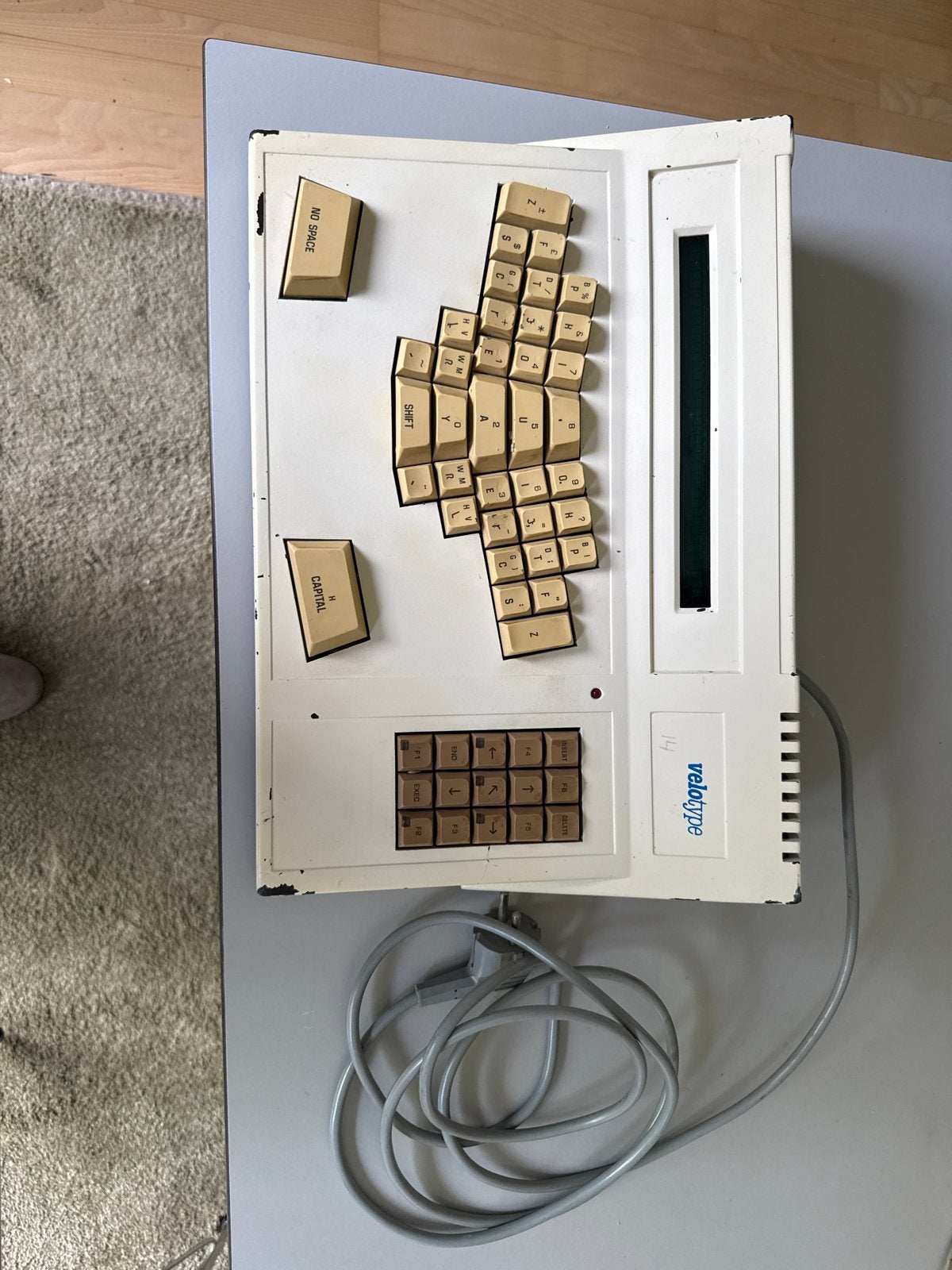 Vintage Velotype Toetsenbord - Ergonomisch en Uniek, Computers en Software, Toetsenborden, Gebruikt, Ergonomisch, Ophalen of Verzenden