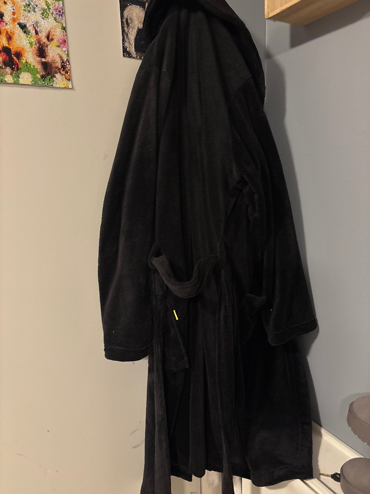 Zwarte badjas met capuchon mast l/xl, Ophalen, Gedragen