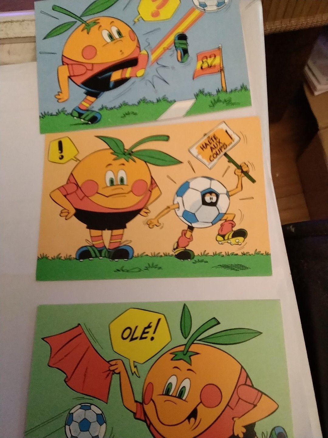 Vintage WK 1982 Mascotte Naranjito Voetbal Postkaarten, Verzamelen, Ophalen of Verzenden