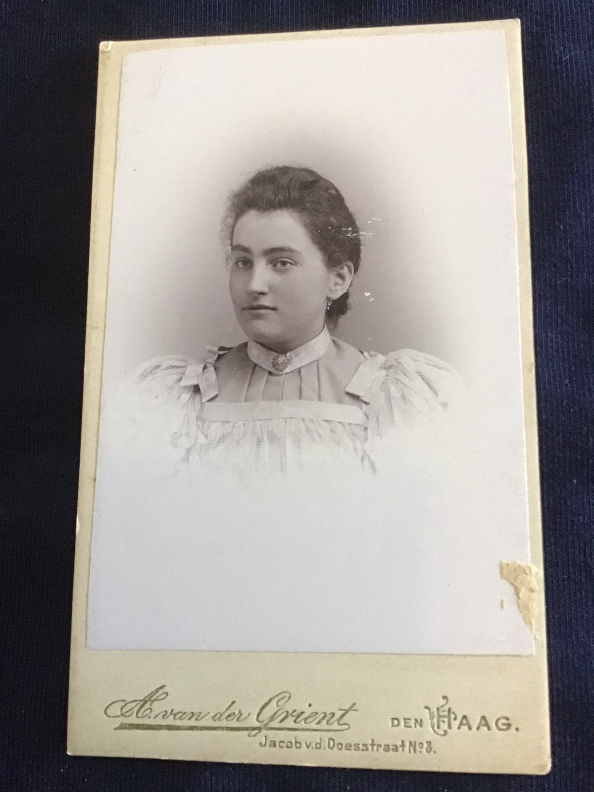 CDV, Jongedame, A. VAN DER GRIENT, DEN HAAG, Carte de Visite, Verzenden, Voor 1940, Gebruikt, Foto