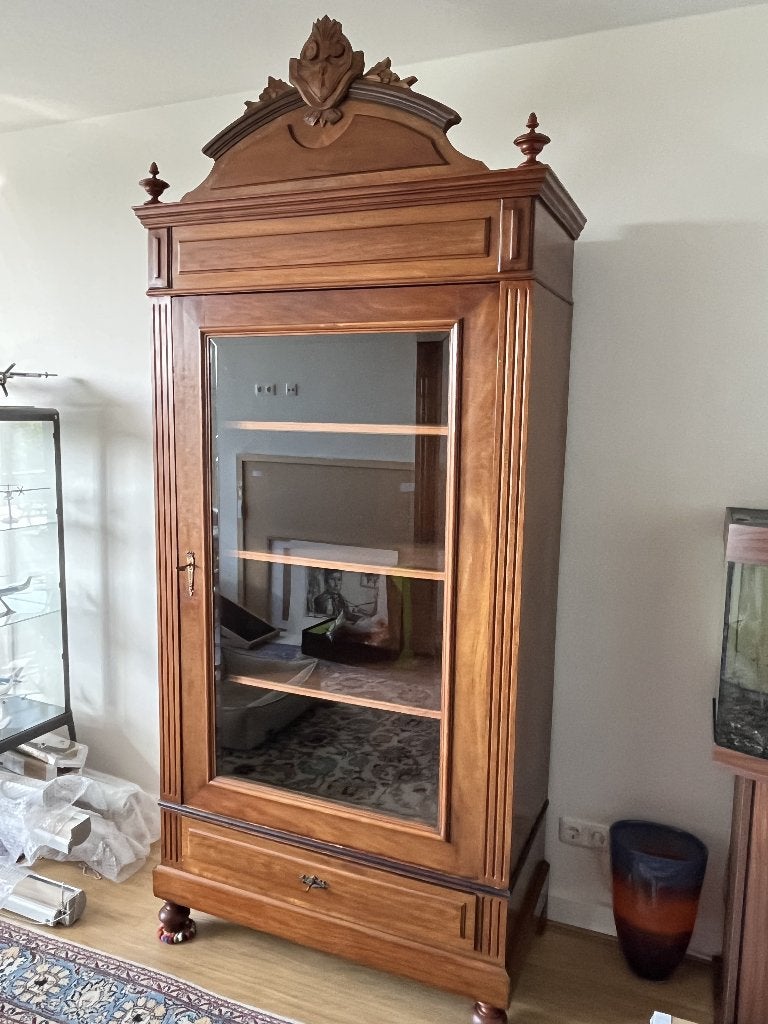 Oude kast / antieke vitrinekast demontabel met 4 schroeven, Huis en Inrichting, Ophalen, Gebruikt, 100 tot 150 cm, 200 cm of meer
