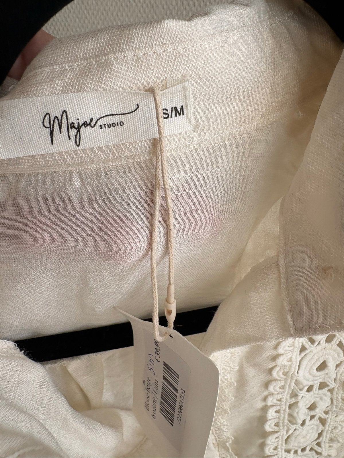 Major Studio beige blouse met broderie - maat S/M, Ophalen of Verzenden, Nieuw, Maat 36 (S), Beige