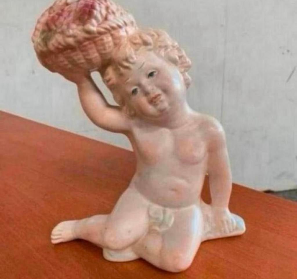 Beeld schitterend antiek beeldje engel baby vrouw figuur., Verzamelen, Beelden en Beeldjes, Ophalen of Verzenden, Zo goed als nieuw