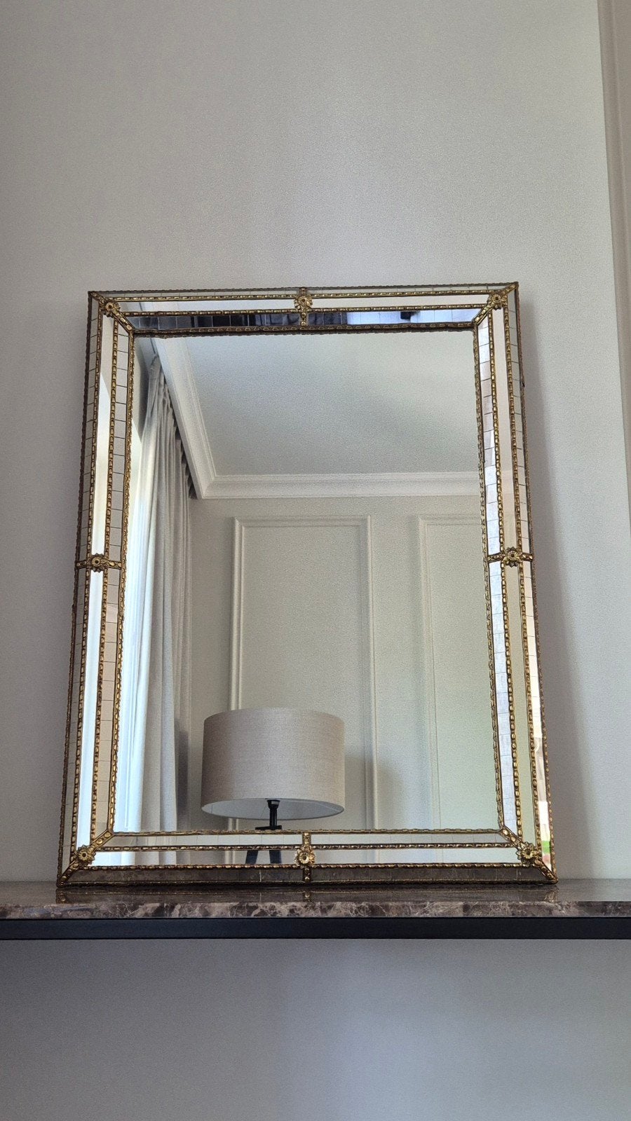 Gouden Vintage Spiegel 80x60cm | Jaren 90 Goud, Ophalen of Verzenden, Zo goed als nieuw, Minder dan 100 cm, Rechthoekig