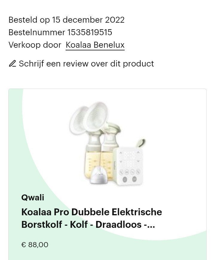 Koalaa Pro Dubbele Elektrische Borstkolf - Zo goed als nieuw, Ophalen of Verzenden, Zo goed als nieuw