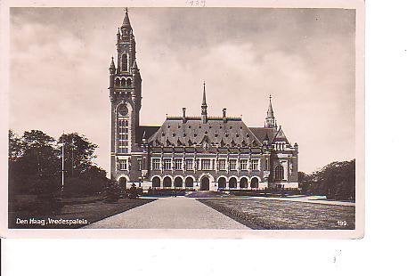 Ansichtkaart 	Den Haag	Vredespaleis, Verzenden, 1920 tot 1940, Gelopen, Zuid-Holland