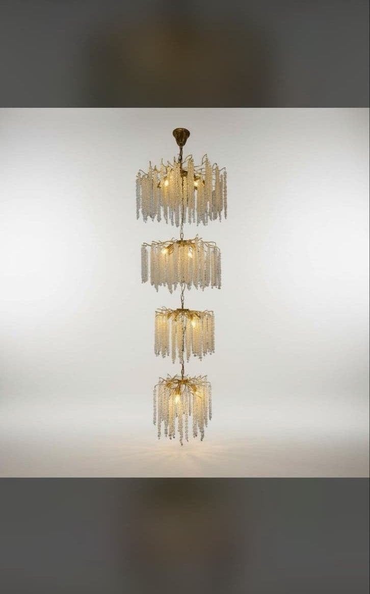 Unieke Kroonluchter met Kristallen Druppels - nu €895!, Ophalen of Verzenden, Nieuw, Glas, E14 (klein)