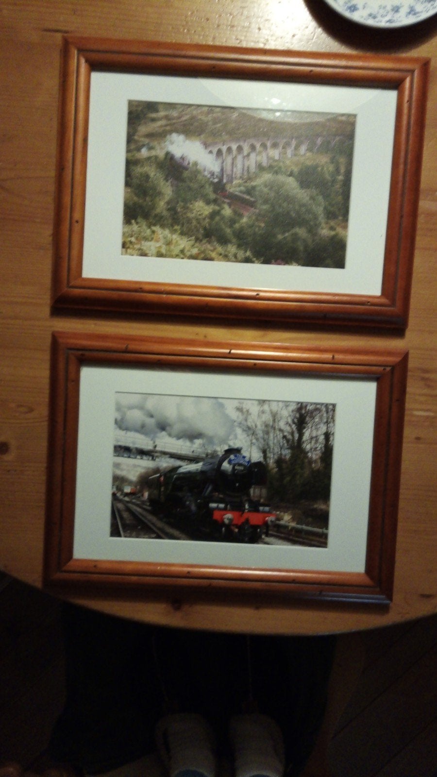 Set van 2 ingelijste foto's van stoomyrein Flying Scotsman, Minder dan 50 cm, Gebruikt, Ophalen of Verzenden, Foto of Poster