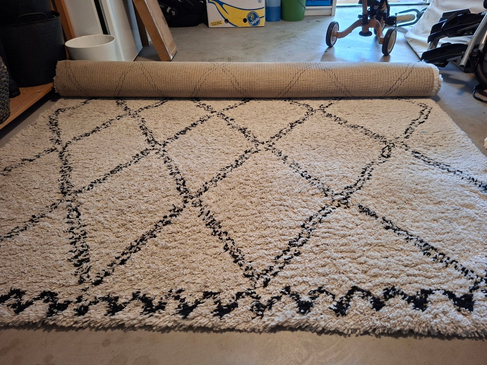 Vloerkleed VARAMIN ZWART/WIT 200x290 cm, Ophalen, Modern, Bohemian, 200 cm of meer, Zo goed als nieuw