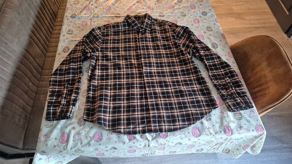 Bruin geruite heren blouse van C&A, Bruin, Zo goed als nieuw, Halswijdte 43/44 (XL), C&A
