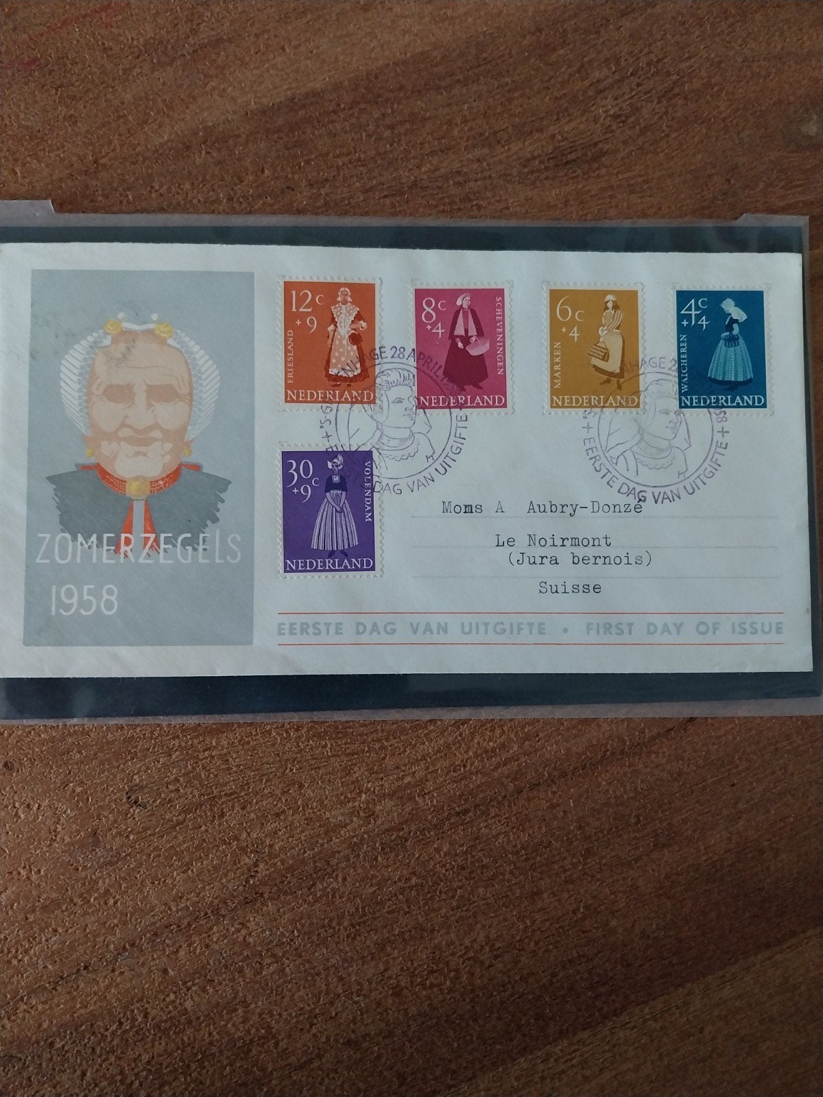 Nederlandse gelopen FDC E34 Zomerzegels 1958 CW 30,00., Ophalen of Verzenden, Nederland