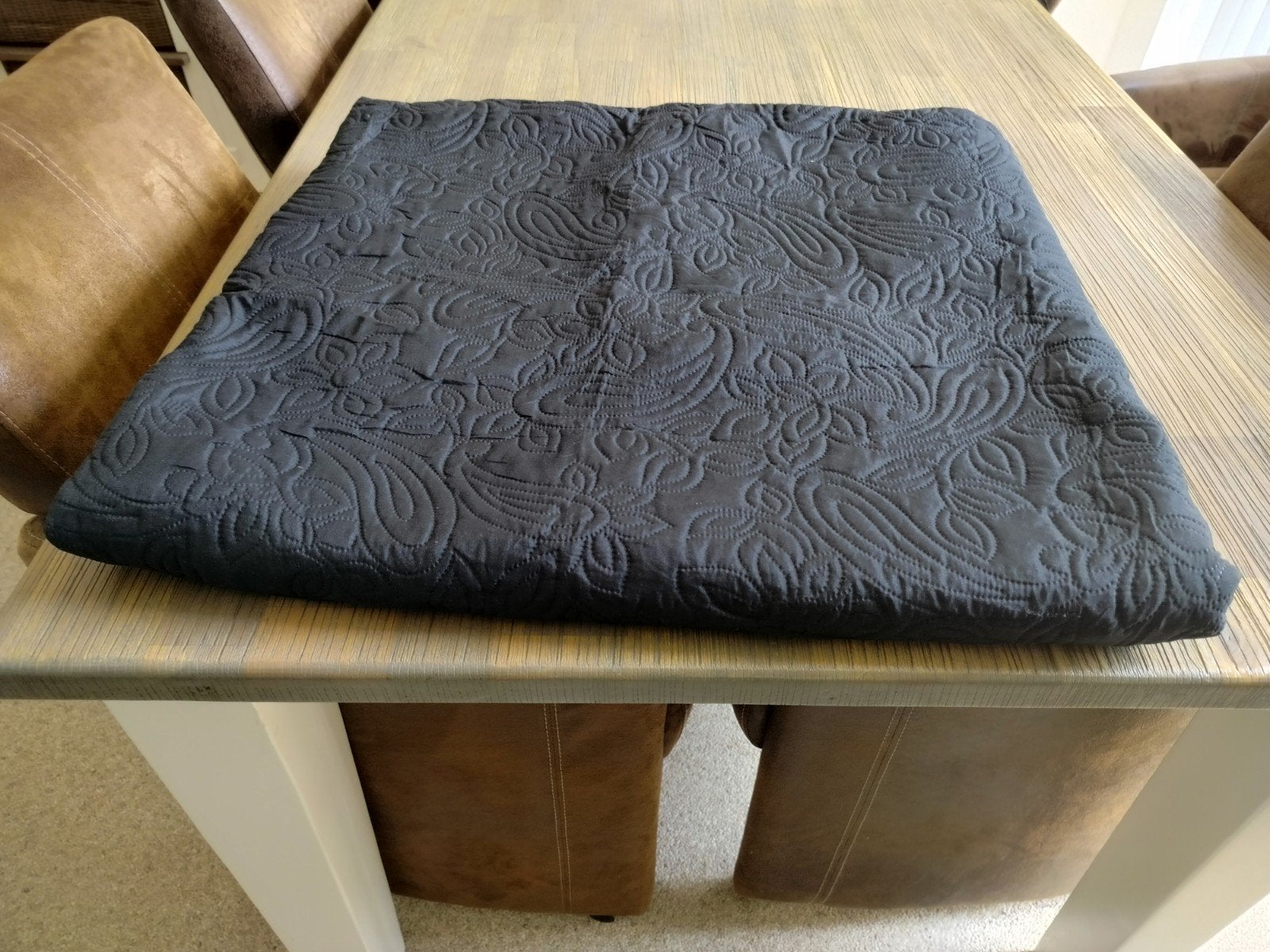 Sprei Vidaxl - Zwart/Grijs met Bloemenpatroon, Meerkleurig, Tweepersoons, Ophalen of Verzenden, Zo goed als nieuw