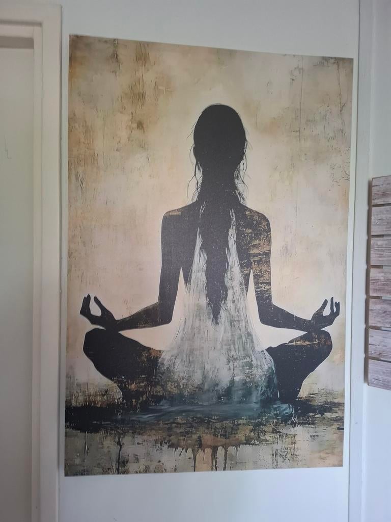 Schilderij Mediterende Vrouw Yoga Canvas, Ophalen