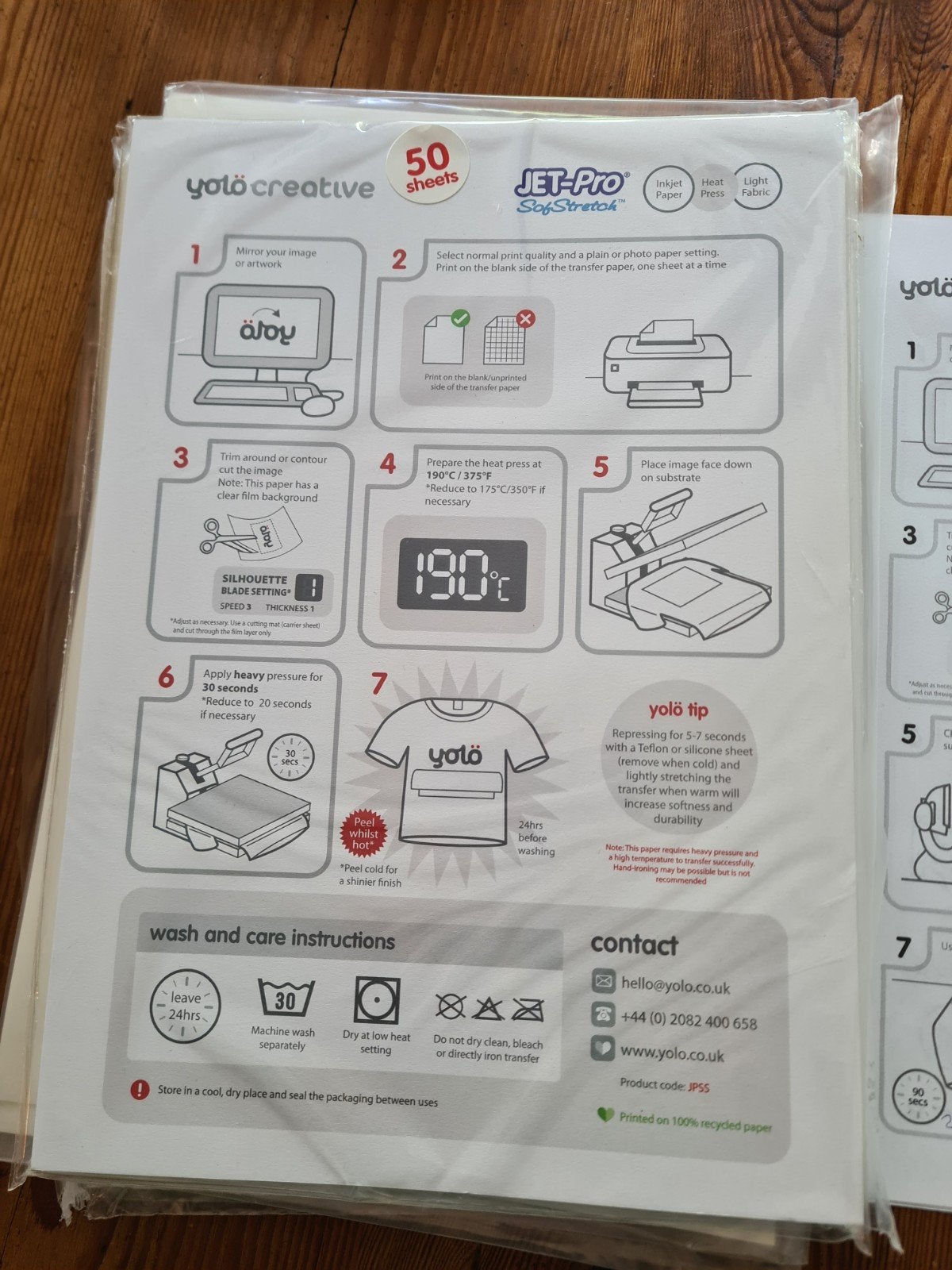 50 vel Yolo creativeJet-Pro transferpapier softstretch, Ophalen of Verzenden, Nieuw