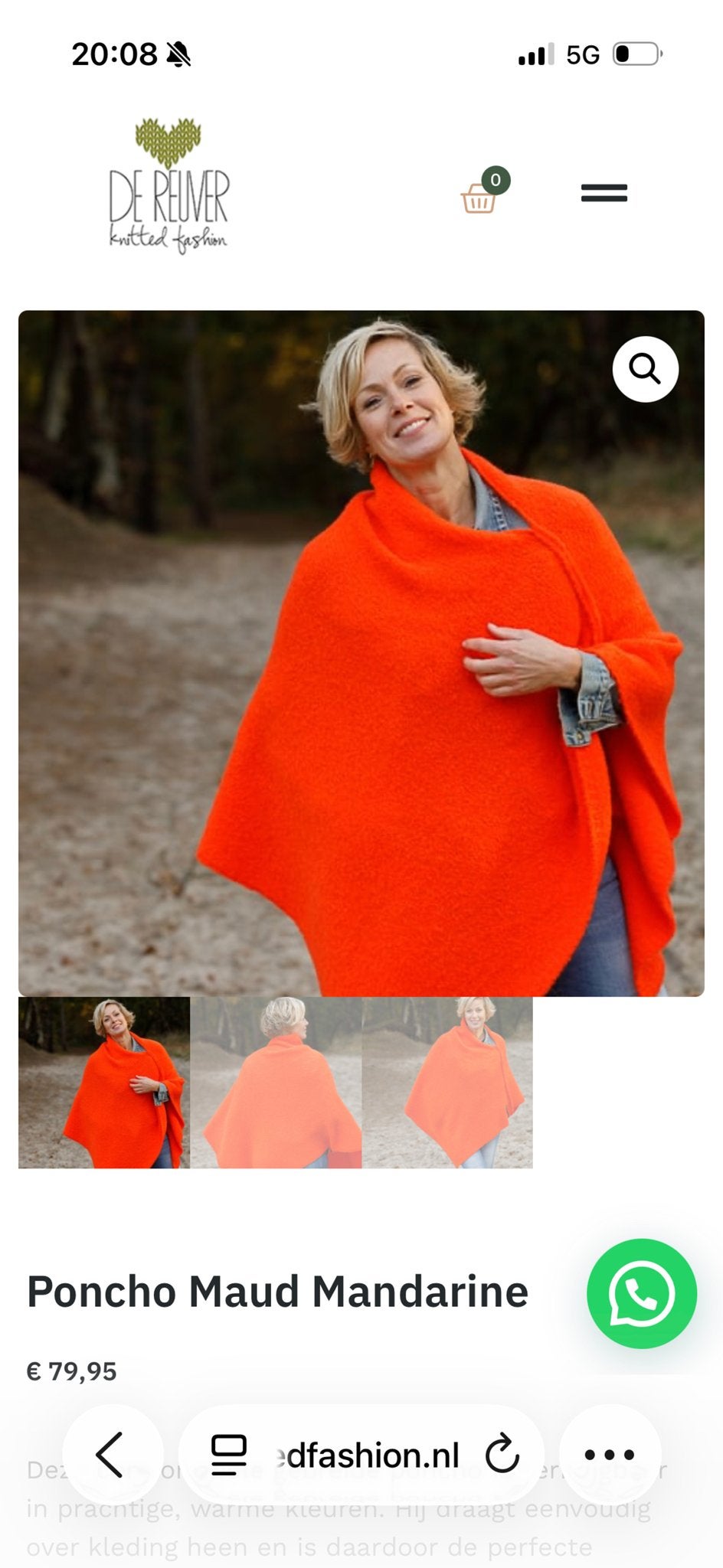 Poncho Maud Mandarine, alpaca en merino, Kleding | Dames, Ophalen of Verzenden, Zo goed als nieuw