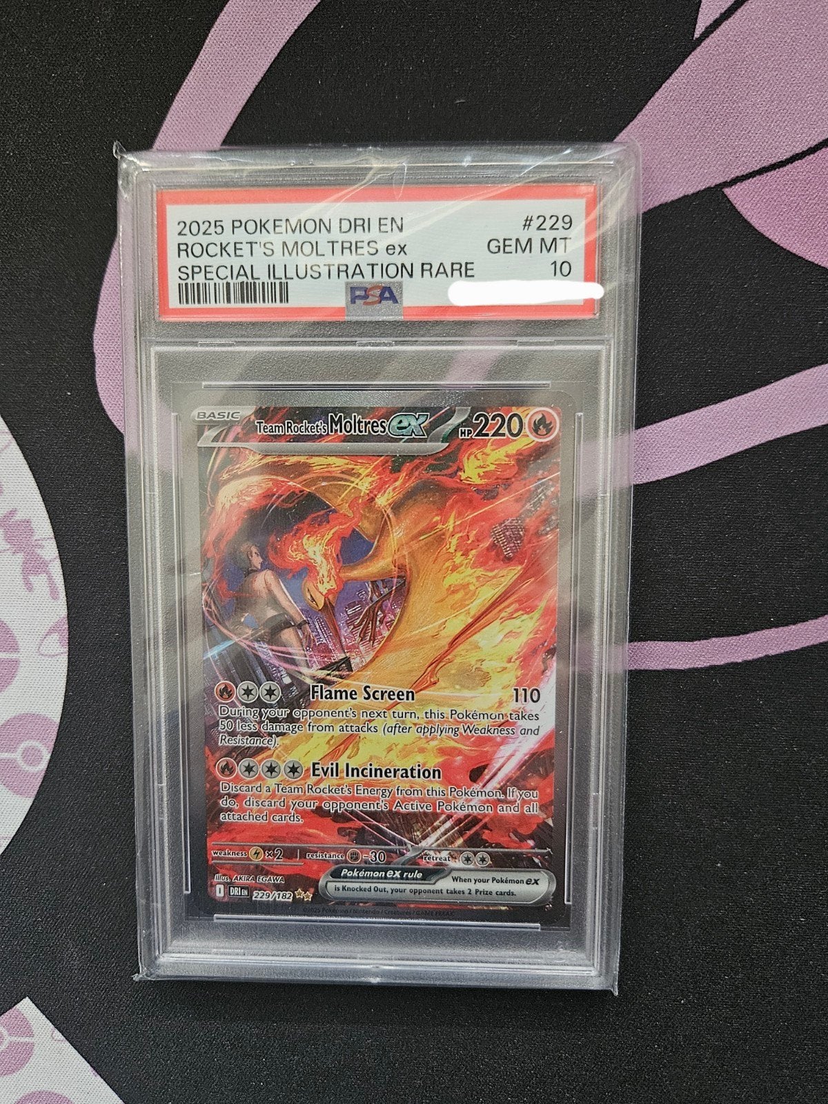 Pokemon Team Rocket's Moltres ex 229 Destined Rivals PSA 10, Hobby en Vrije tijd, Verzamelkaartspellen | Pokémon, Ophalen of Verzenden