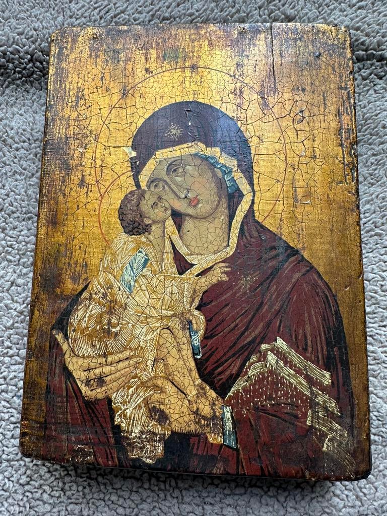 Antiek Russische icoon van de Moeder Gods van de Don, Ophalen of Verzenden, Zo goed als nieuw