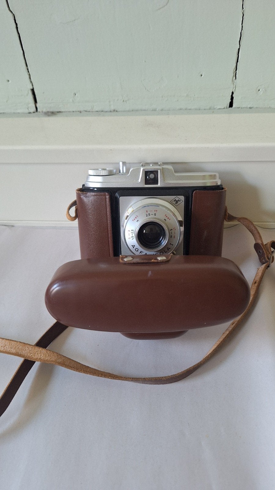 Vintage Agfa Isola I camera met lederen tas, Ophalen of Verzenden, Gebruikt, Compact, Overige Merken