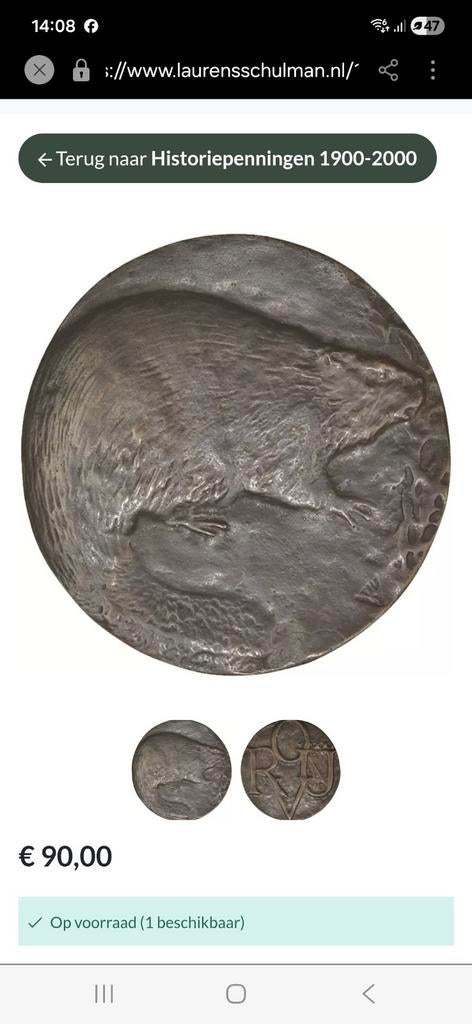1978  2x herdenkingspenning Rovu, Ophalen of Verzenden, Brons