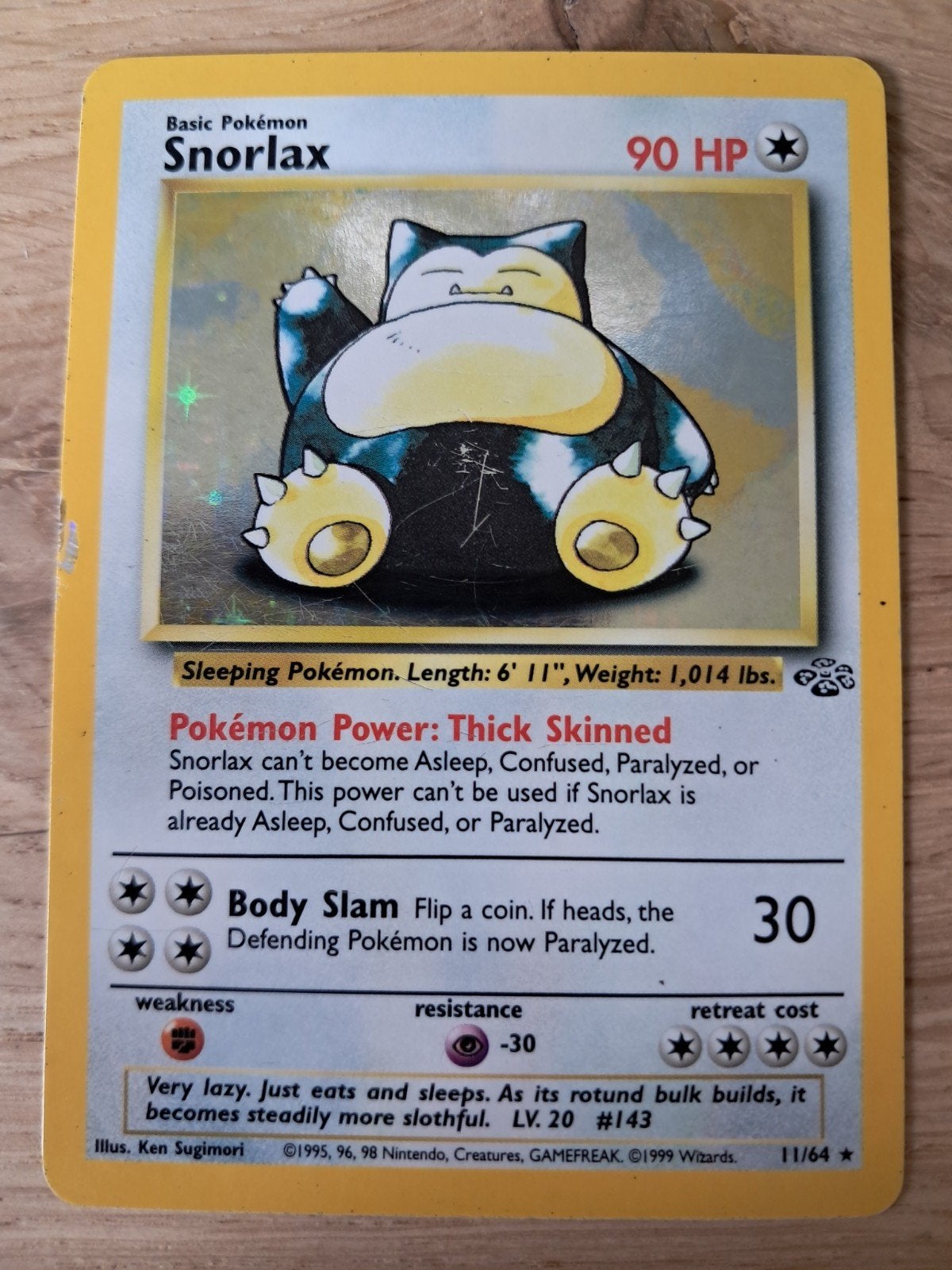 Snorlax 11/64 - Pokemon kaart (holo), Ophalen of Verzenden, Zo goed als nieuw
