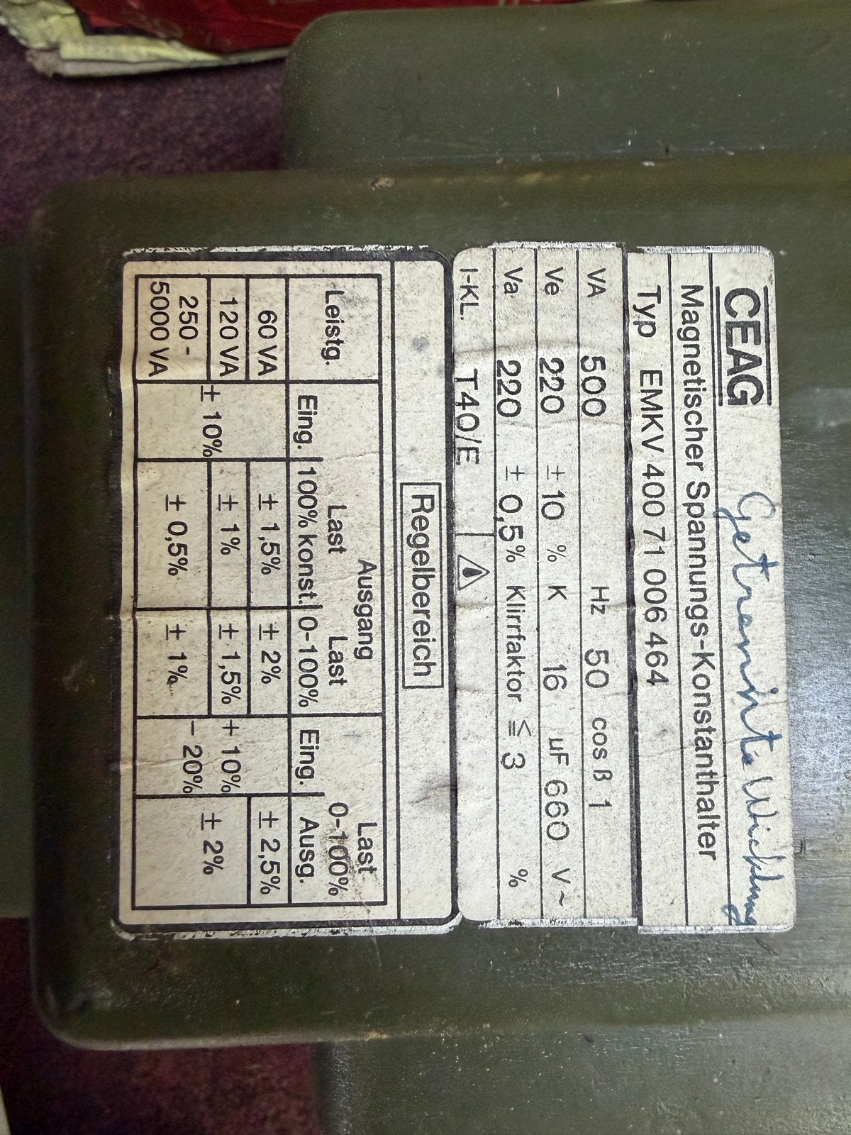 CEAG Magnetische Spannings-Konstanthalter EMKV 400 71 006 46, Ophalen, Gebruikt, Overige merken, Overige typen