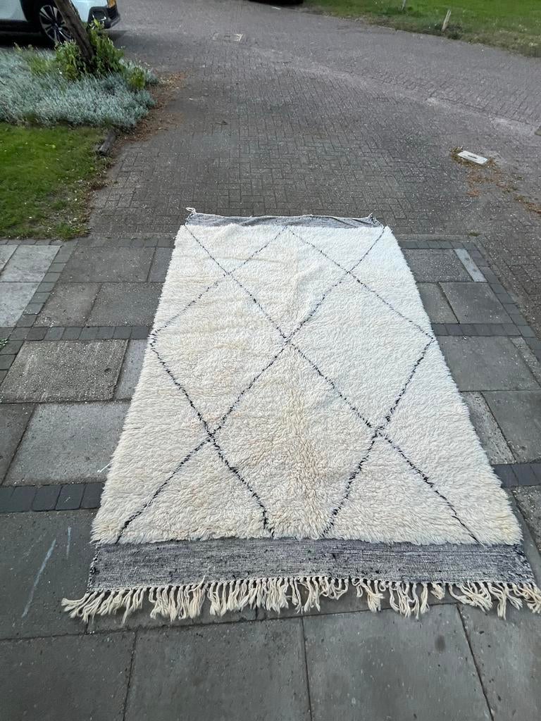 Handgemaakt wollen Berber Kelim vloerkleed 180x260 cm, Ophalen, Gebruikt, Wit, 150 tot 200 cm