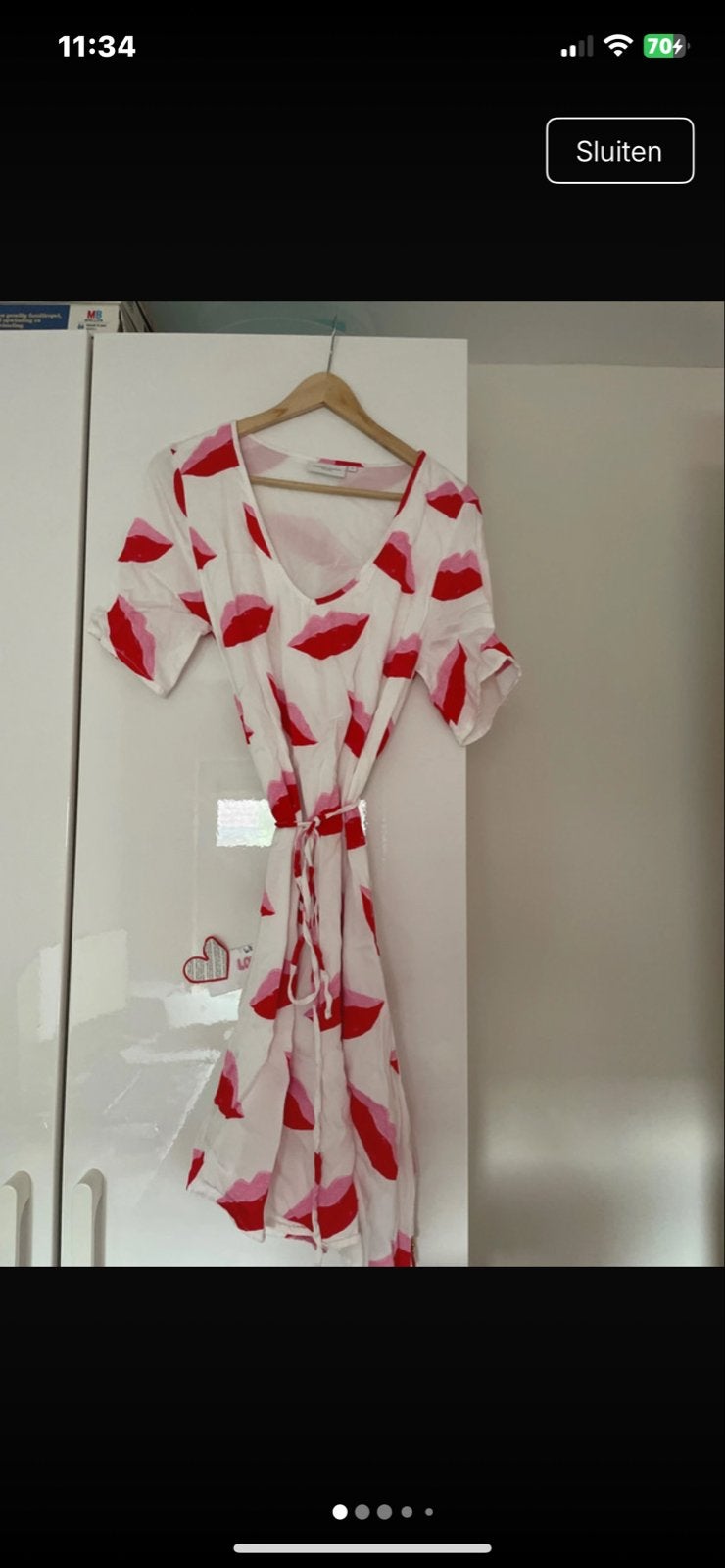 Fabienne Chapot jurk met lippenprint - Maat M, Maat 38/40 (M), Wit, Ophalen of Verzenden, Zo goed als nieuw