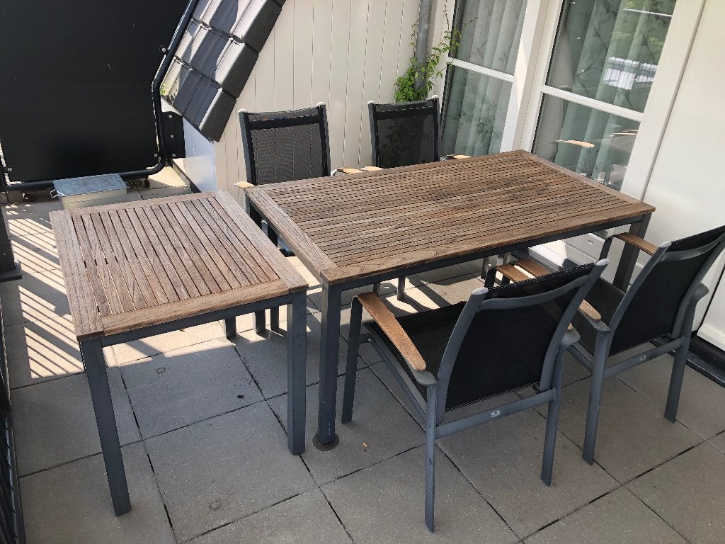 Gloster tuinset teak, Ophalen, 4 zitplaatsen, Gebruikt, Bijzettafel