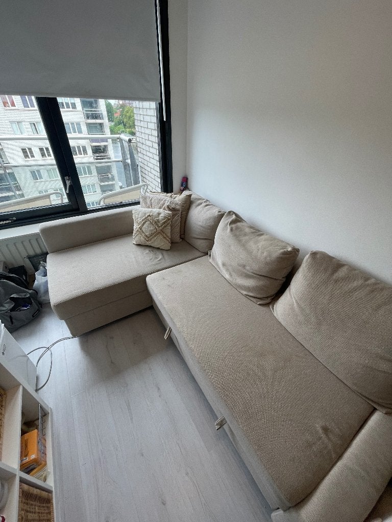 Slaapbank beige, Ophalen, Gebruikt, 140 cm, Twijfelaar