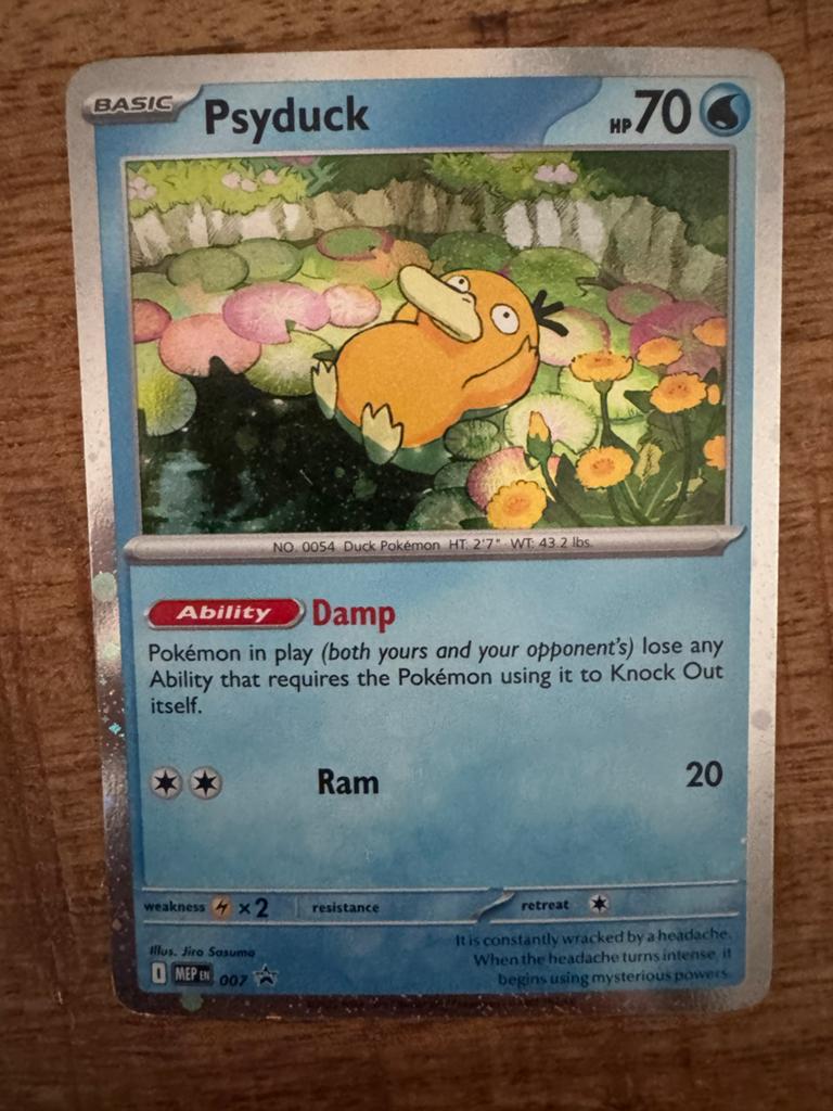 Pokémon Kaart Psyduck HP70 Basic Damp Ram, Ophalen of Verzenden, Gebruikt, Losse kaart