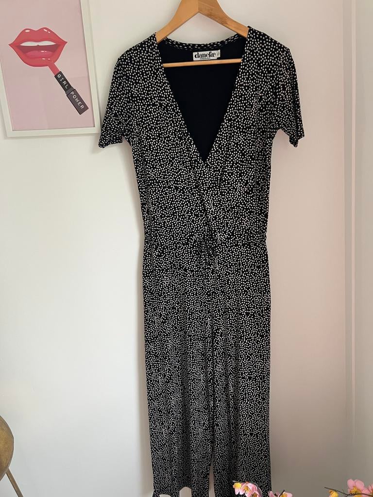 Danefae jumpsuit maat S - Zwart met witte stippen, Eu, Eu, Zwart, Ophalen of Verzenden