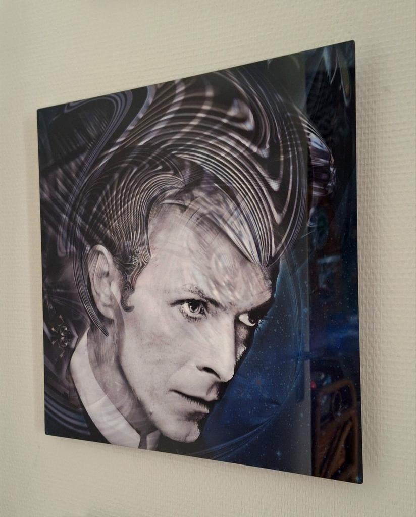 Fotokunst op metaal - David Bowie - 40x40 cm, Antiek en Kunst, Ophalen of Verzenden