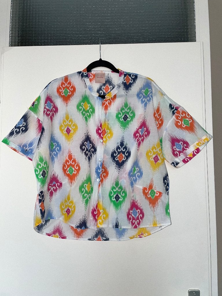 ZETA OTTO multicolor boho kleurige blouse top mt M, Maat 38/40 (M), Wit, Ophalen of Verzenden, Zo goed als nieuw