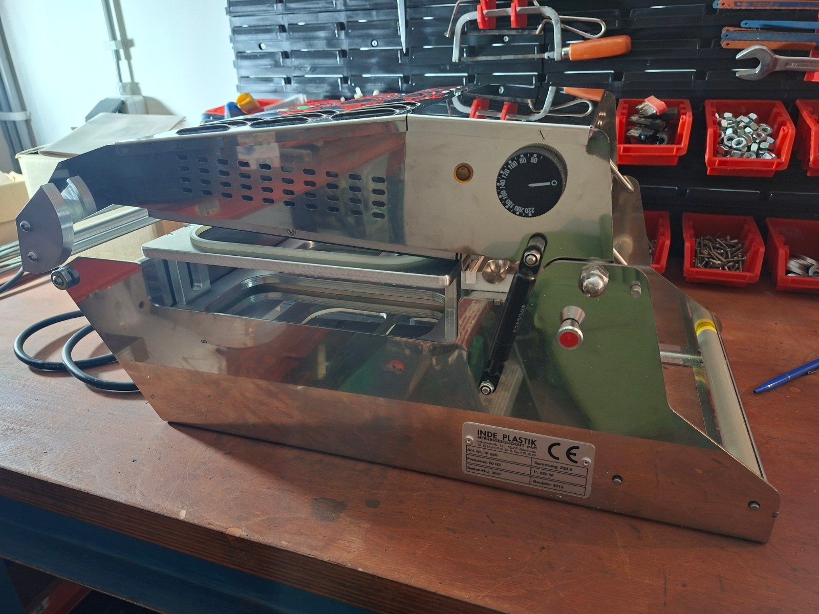 Inde Plastik IP 245 Sealmachine RVS met folie, Overige typen, Zilver, Ophalen of Verzenden, Zo goed als nieuw