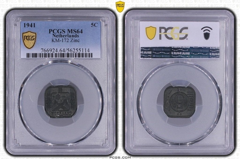 Nederland - 5 Cent 1941 in PCGS slab MS64, Postzegels en Munten, Munten | Nederland, Ophalen of Verzenden, Koningin Wilhelmina